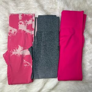 SHEIN Pink and Gray Leggings Set for Yoga and Casual Wear
